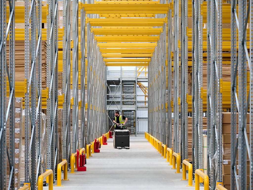 Warehouse pallet racking underpass safety